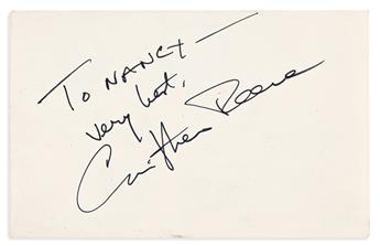 (ENTERTAINERS.) Group of 5 items Signed, or Signed and Inscribed, by Christopher Reeve, Paul Newman, Katharine Hepburn, or George Burns